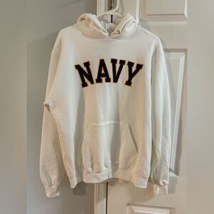 NWT Champion USNA US Navy White Hoodie with Navy and Gold Accents Medium
